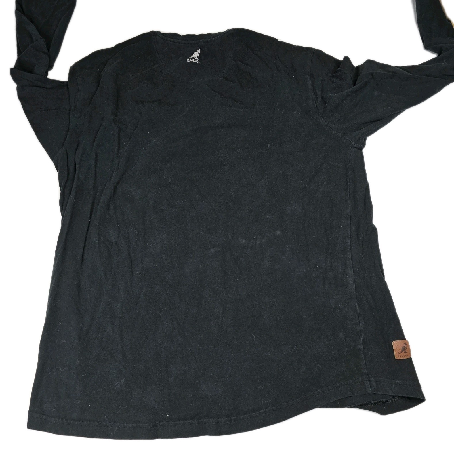Kangol Long Sleeve T-Shirt Mens Black Logo Cotton Stretch Classic Fit Medium
