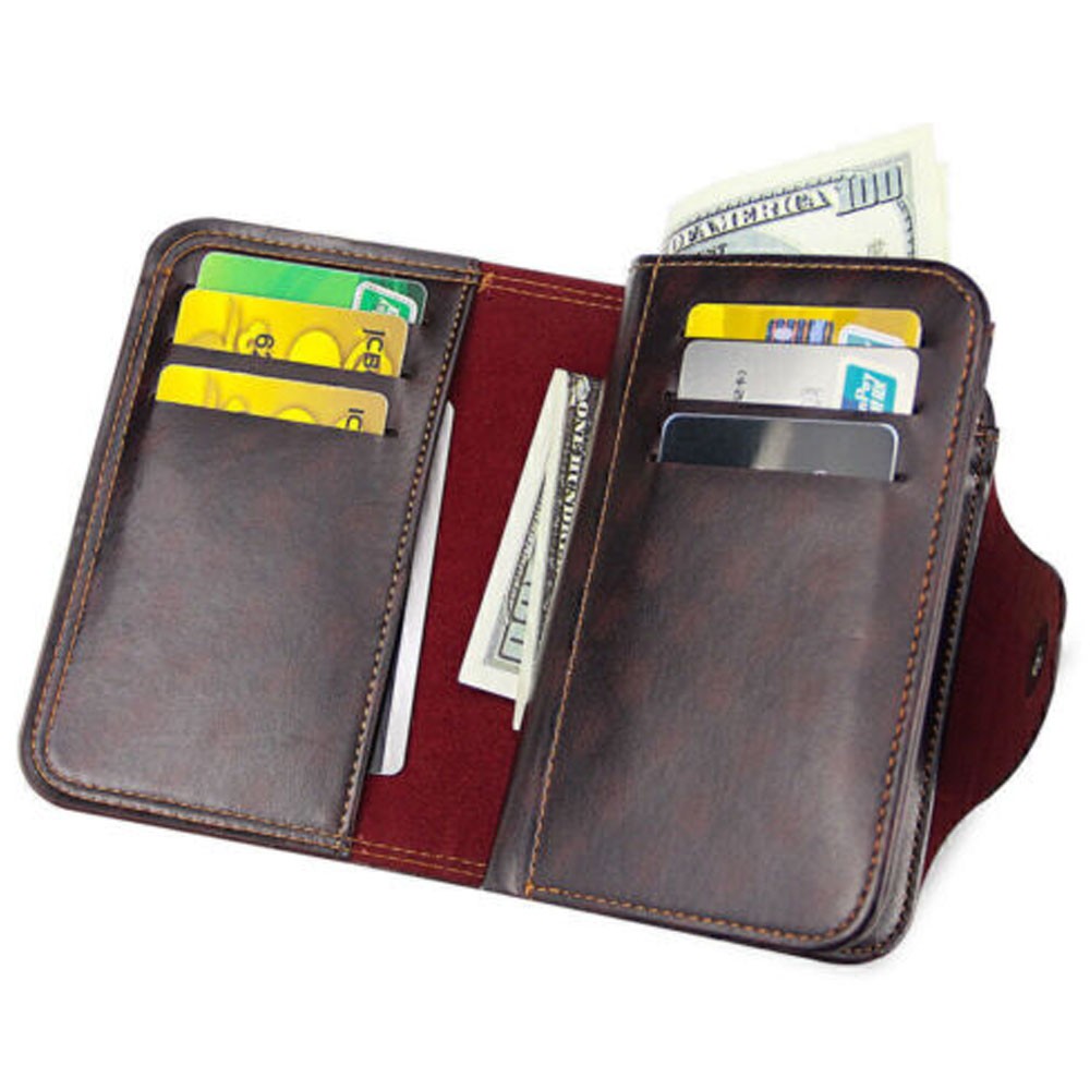 Credit Card Holder Wallet With Hasp Men’s S4 Retro Leather Vertical Section US