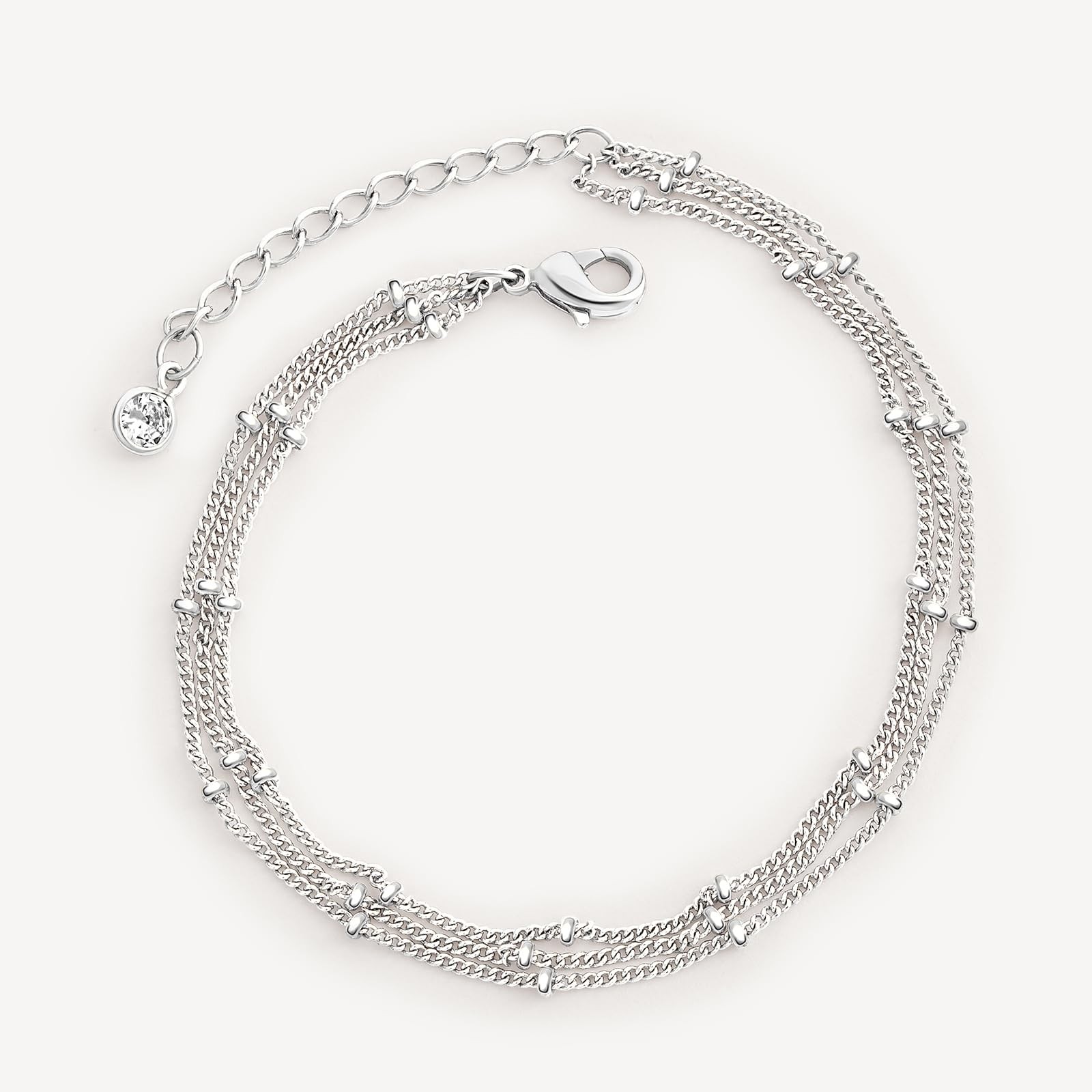 MEVECCO Bracelet for Women Sliver Layered Satellite 6 inches, 3 SL