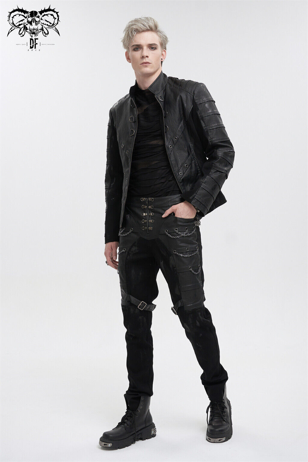Devil Fashion Black Gothic Punk Rock Daily Wear Slim Fit Short Jacket For Men