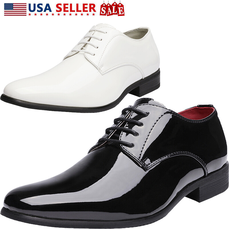 Men’s Formal Oxford Dress Loafer Shoes Faux Patent Leather Tuxedo Dress Shoes