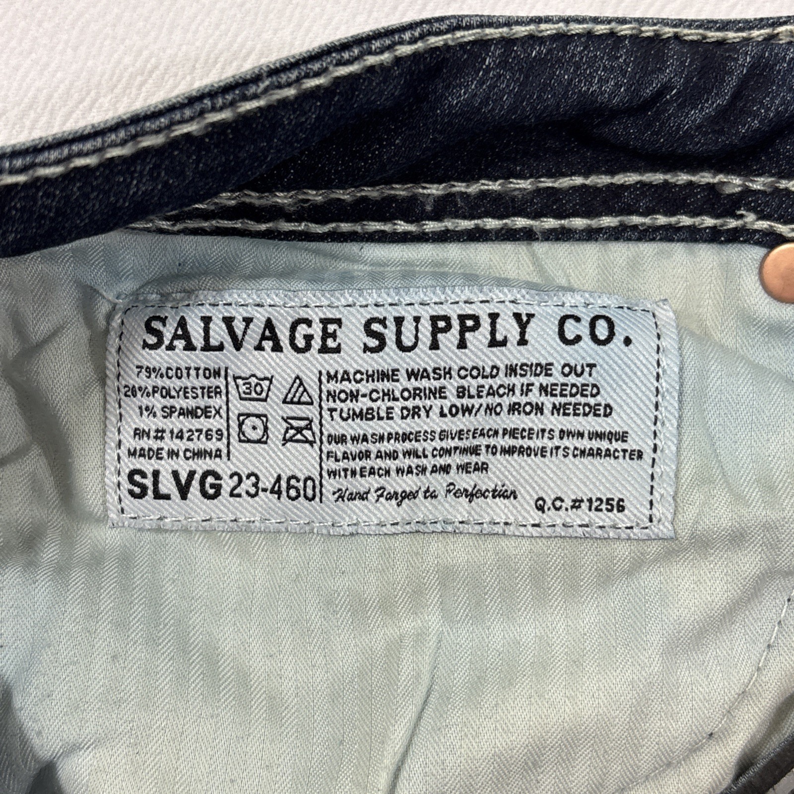Salvage Denim Anarchy Jeans Mens 31R 32×32 Relaxed Straight Buckle Blue EUC