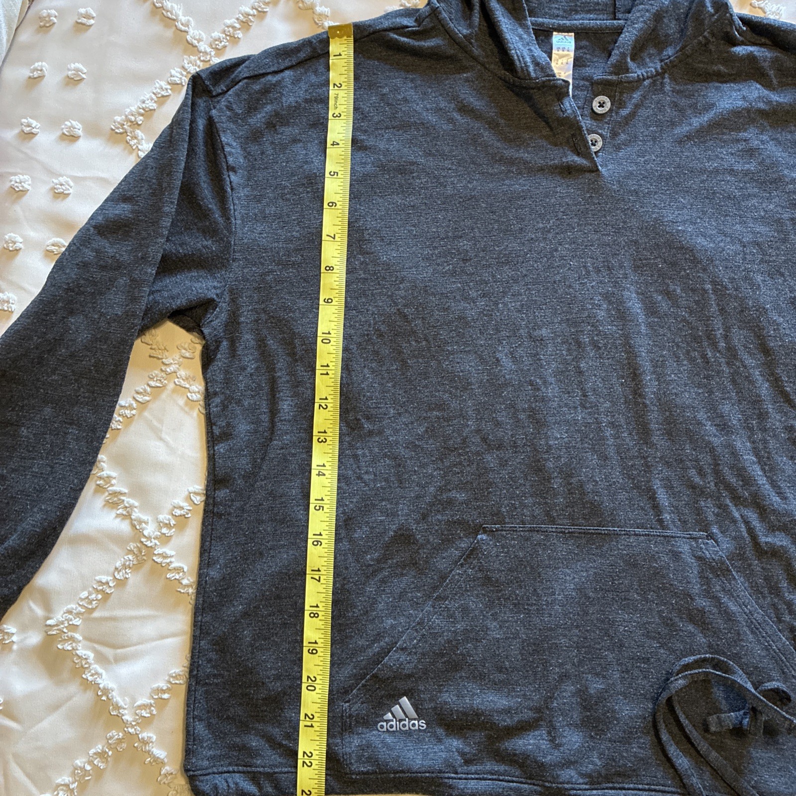 ADIDAS LIGHTWEIGHT TWO BUTTON HOODIE W/DRAWSTRING BOTTOM * XL * GRAY * SALE!