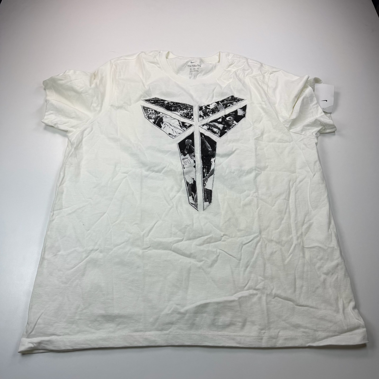 New Nike Kobe Bryant Shirt Mens 2XL XXL White Crew Neck Logo Basketball Casual