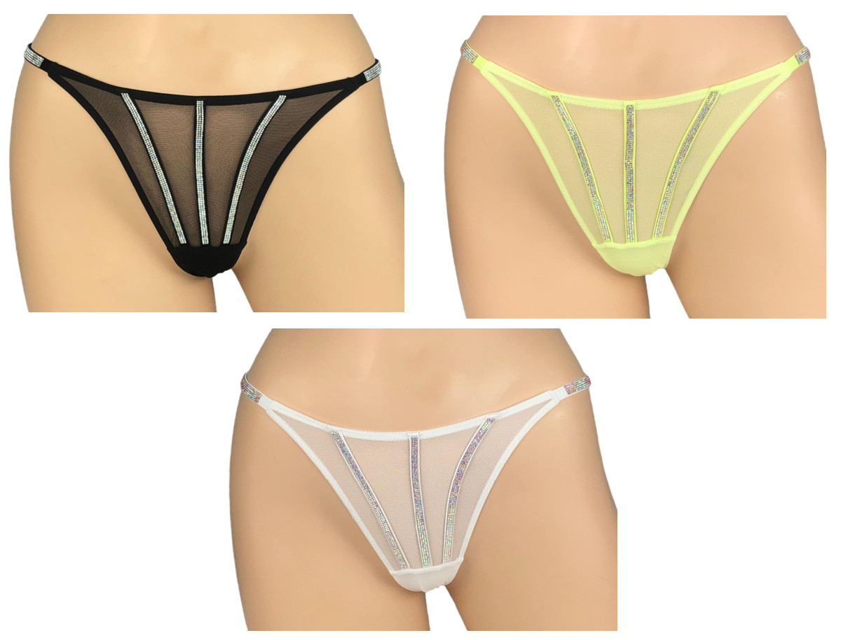 VICTORIA’S SECRET VERY SEXY SHEER SHINE STRAP THONG PANTY BLING XS S M L XL XXL