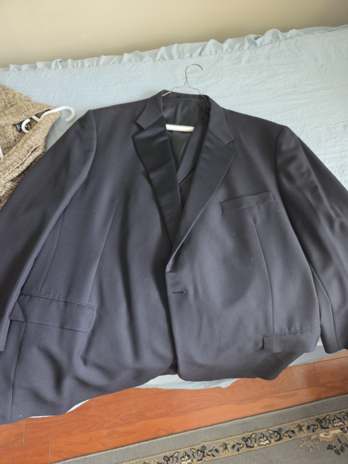 Vintage Hickey Freeman 52L Navy Tuxedo Notch Lapel 2pc Blazer coat Jacket & Vest