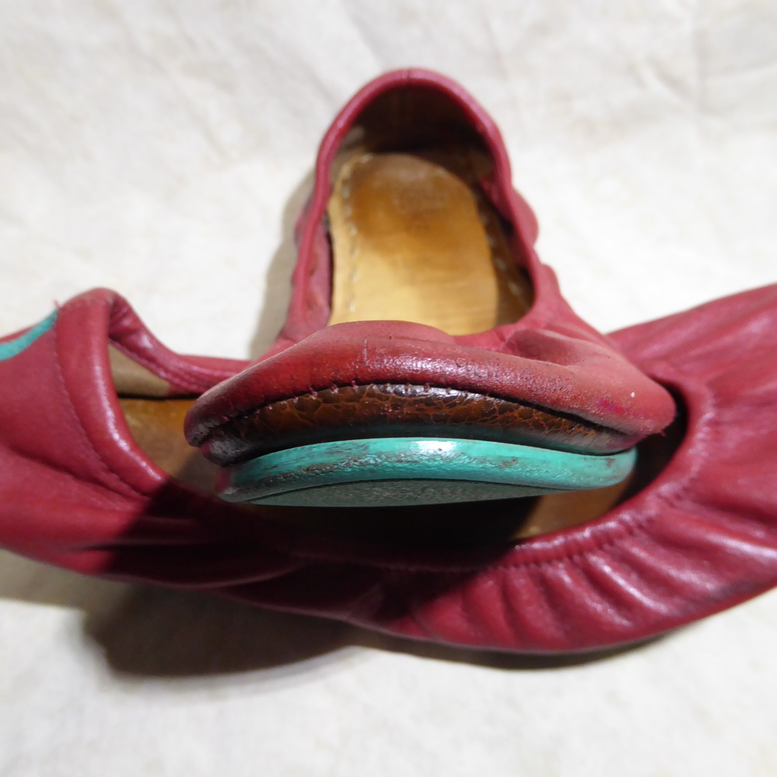 🩰 Tieks by Gavrieli Foldable Ballet Flats sz 9 Cardinal Red 100% Nappa Leather