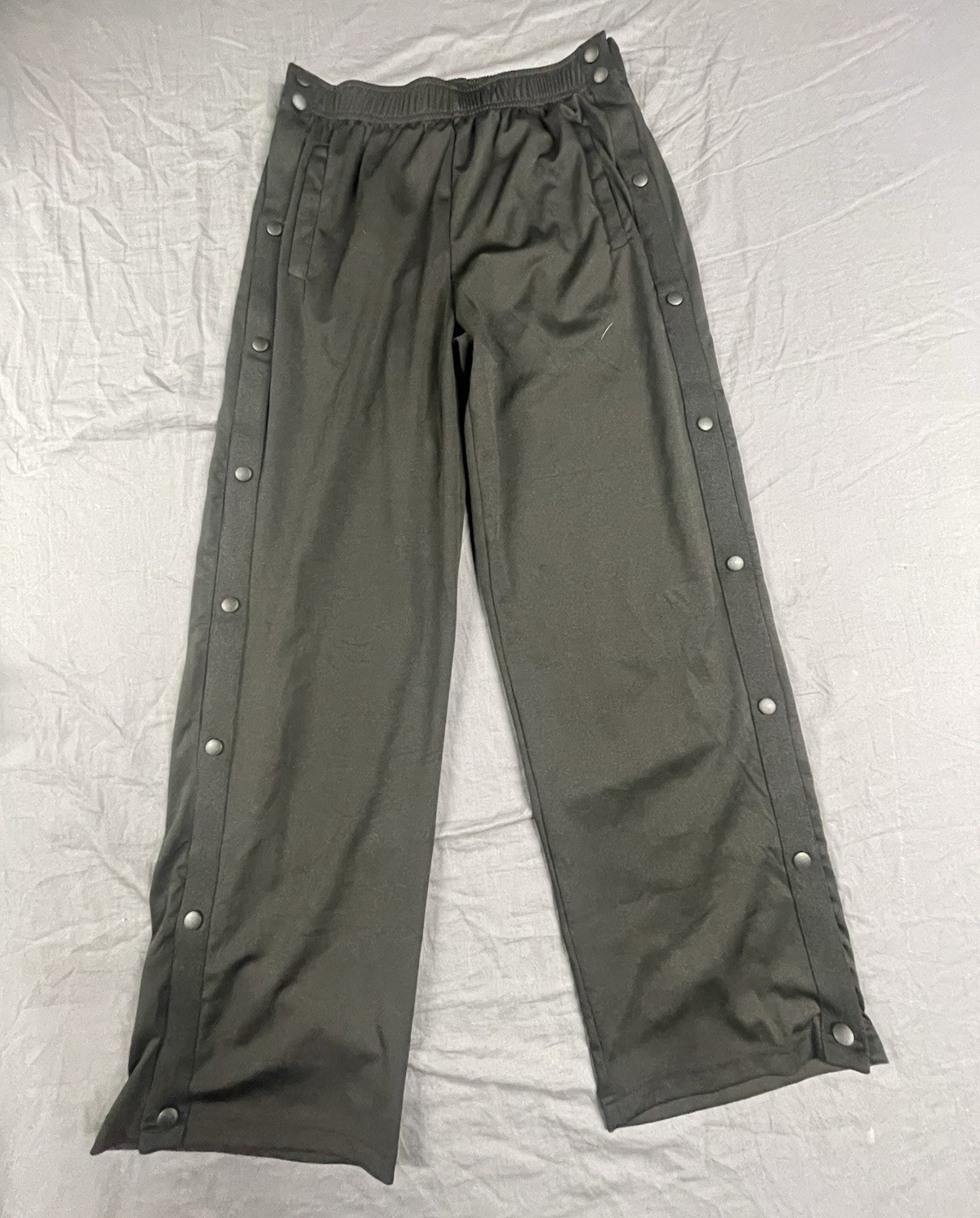 Deyeek Men’s Gray Tear Away Snap Side Track Pants Elastic Waist M 32×27