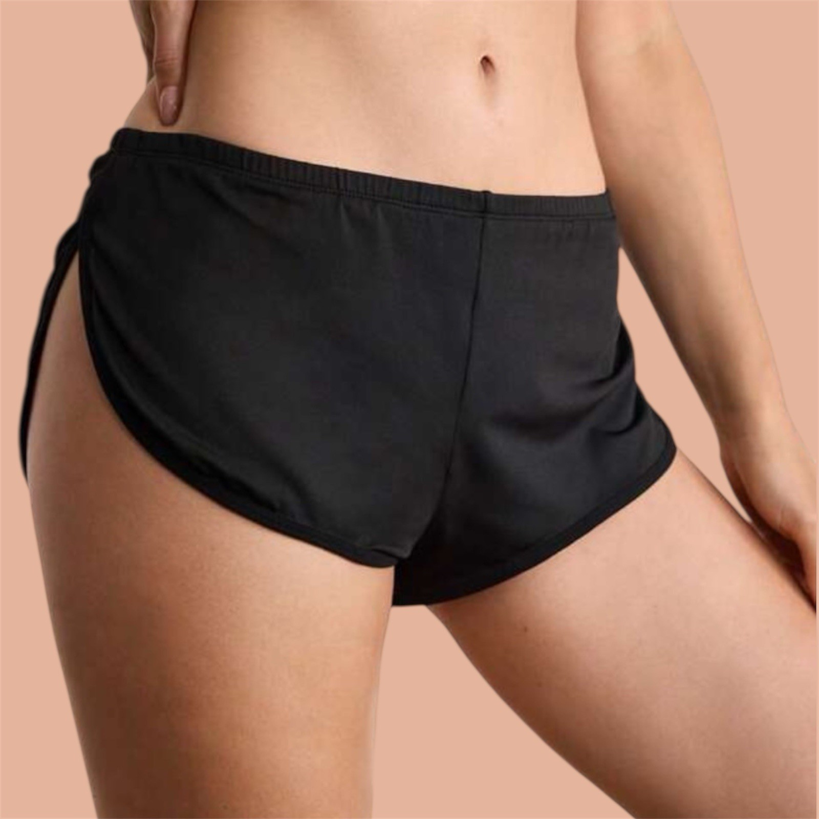 Black Sleep Shorts High Cut Cheeky Artsy Festival Bohemian Sissy Women’s Large