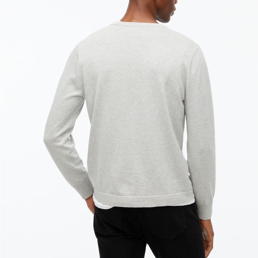 J.Crew Cotton Crewneck Sweater-Tee S Heather Quarry Pullover Long Sleeve Stretch