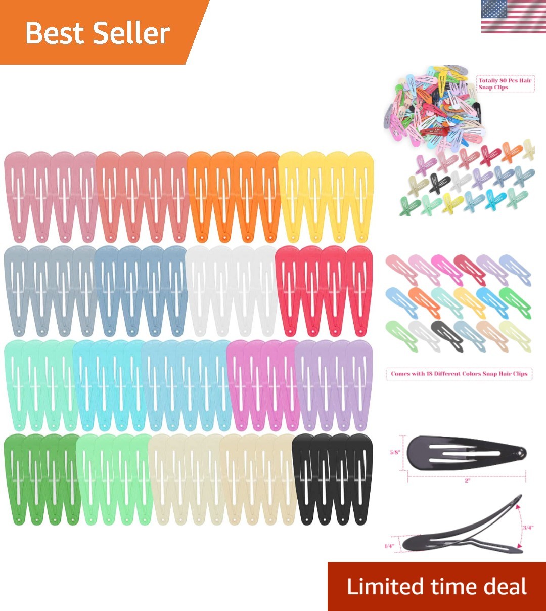 Charming 80-Piece Hair Clip Set – Assorted Colors, Ideal for Kids and Adults