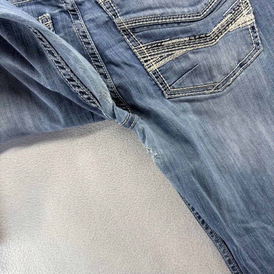 Buckle BKE Jeans men’s 32 S Blue Denim Jake Straight Baggy loose Distressed Logo
