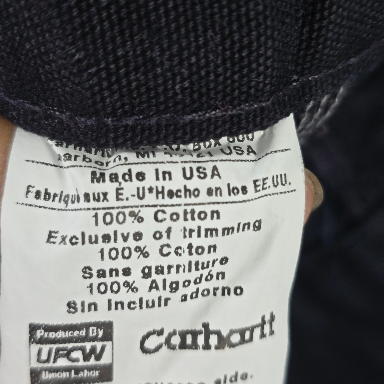 Carhartt B01 BLK Mens Black Double Front Work Dungaree Duck Canvas Pants 36×32