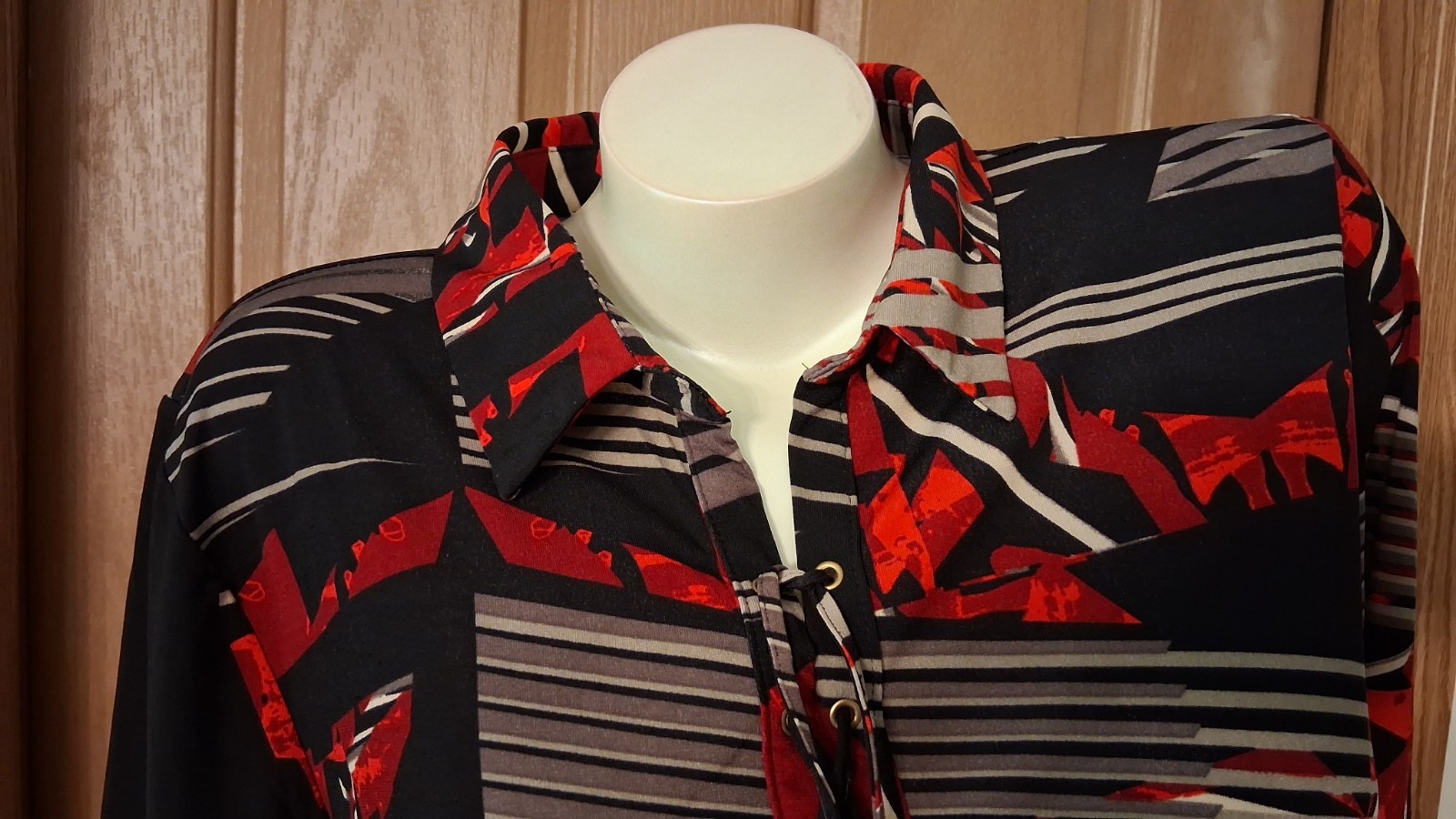 Russell Kemp Multicolored Blouse Bracelet Sleeves Tie Front Misses XL