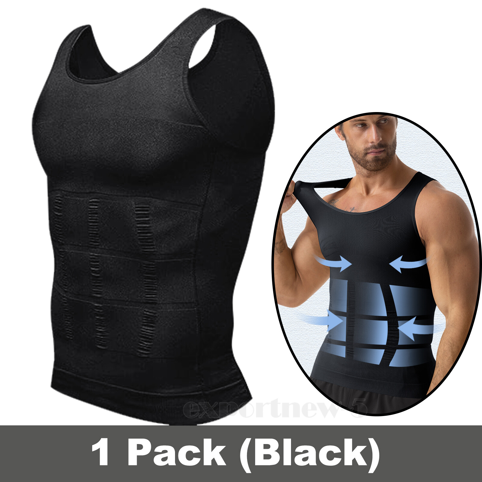 Mens Slimming Body Shaper Tank Top Abdomen Gynomastica Compression Vest Shirt