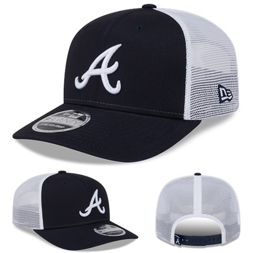 New Era Atlanta Braves 970 Navy Snapback Hat MLB Stretch Snap Trucker Mesh Cap