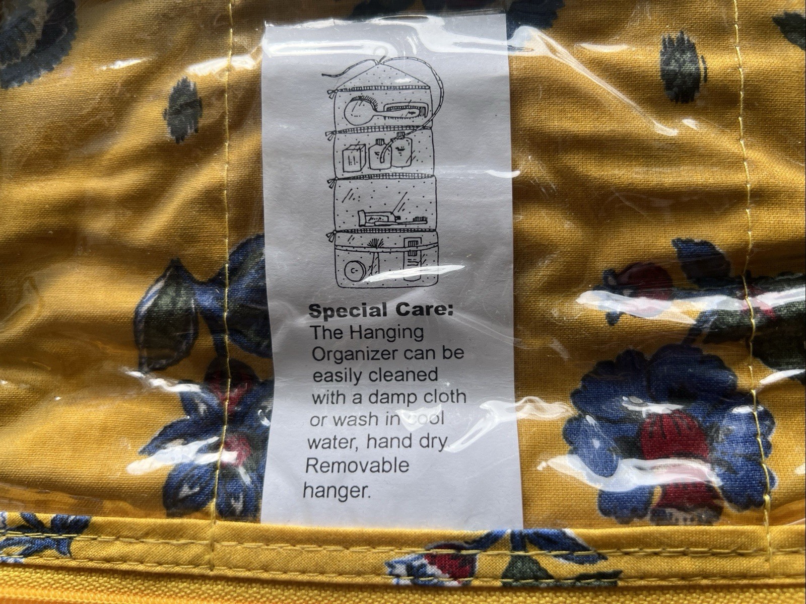 Vera Bradley 100% Cotton Feminine Floral French Yellow Hanging Organizer USA