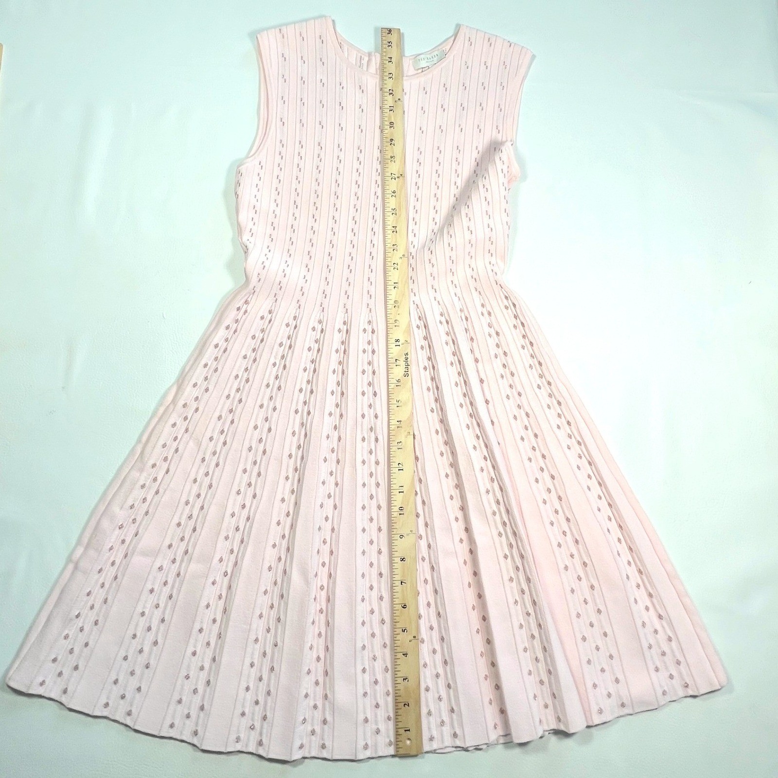 Ted Baker Vellia Flippy Knit Skate Dress Women 3 Pink Pointelle Fit Flare Pastel