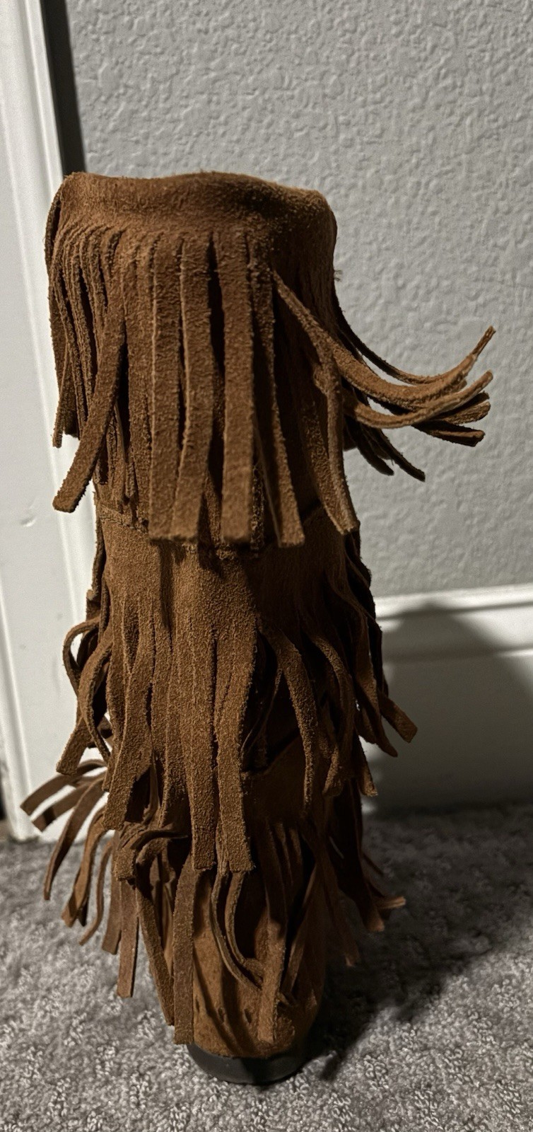 Minnetonka 1632 Women’s Brown Suede Fringe Mid-Calf Pull-On Boots US 7 M