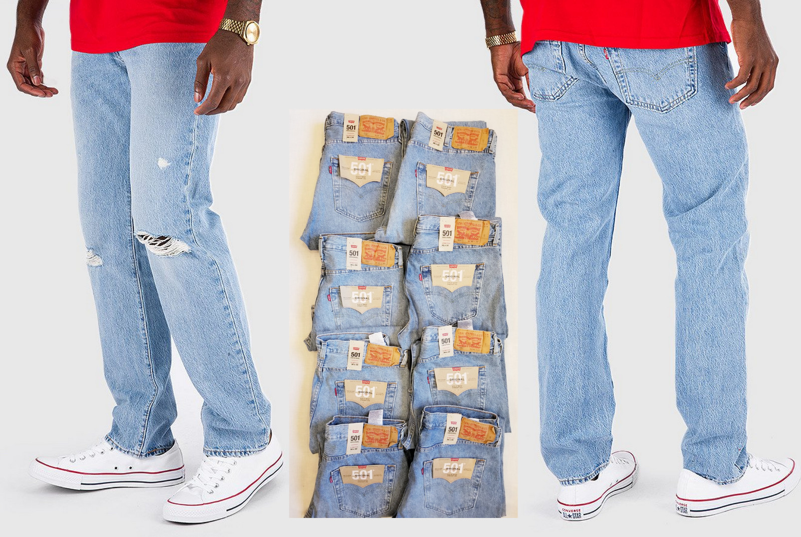 Levis 501 Original Mens Stretch Jeans Distressed-30,32,33,34,36,38,40,42-#2664