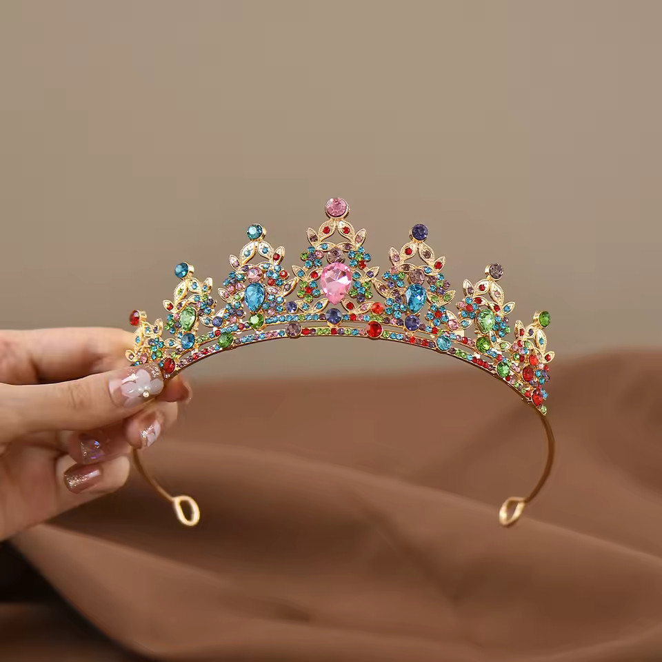 Children’s Princess Crown Crystal Tiara Girls Hair Accessories High-end