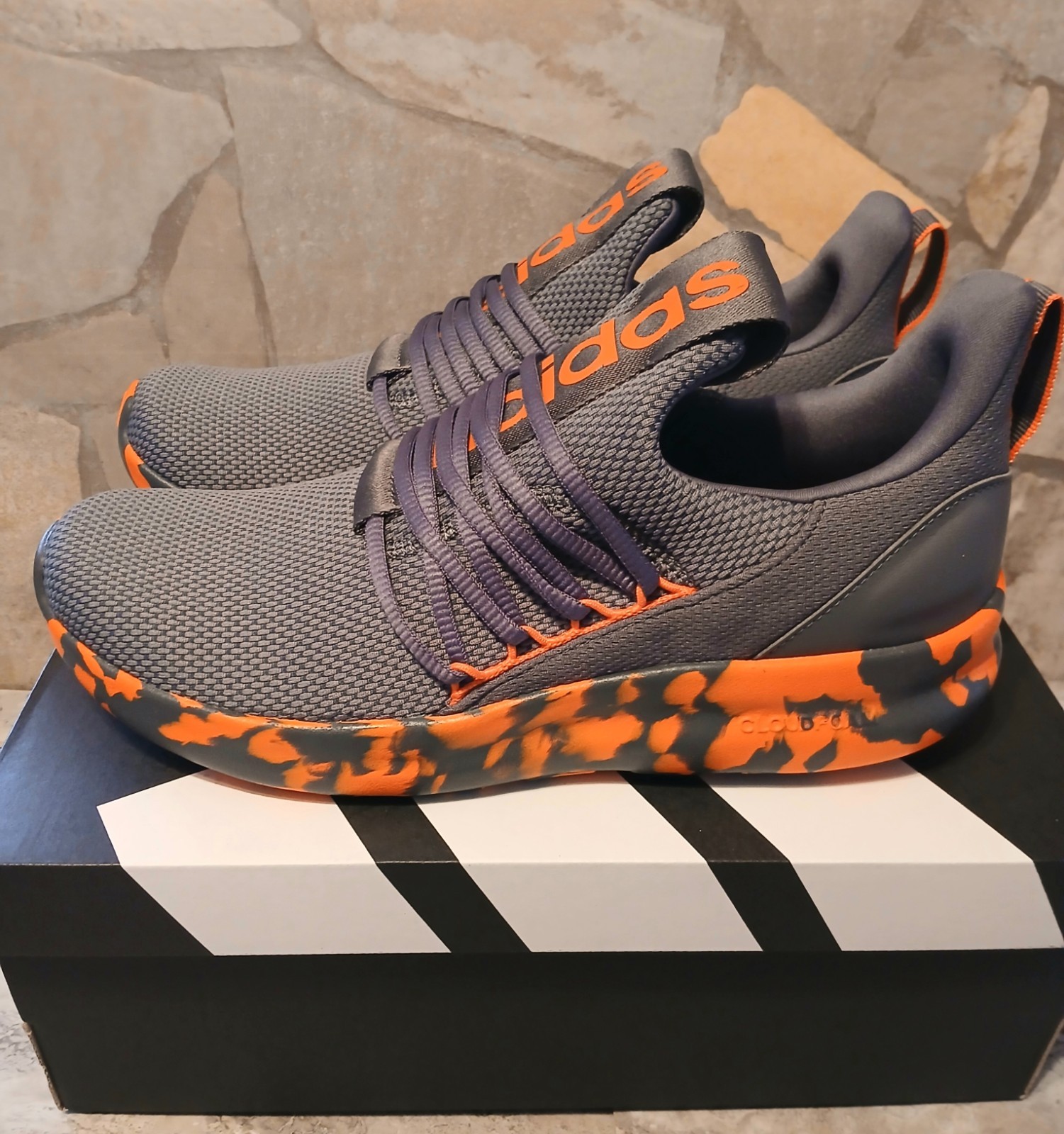 Adidas Lite Racer Adapt 7.0 NEW Men’s SIZE 9 Shoes Grey Orange Slip-On JS0046