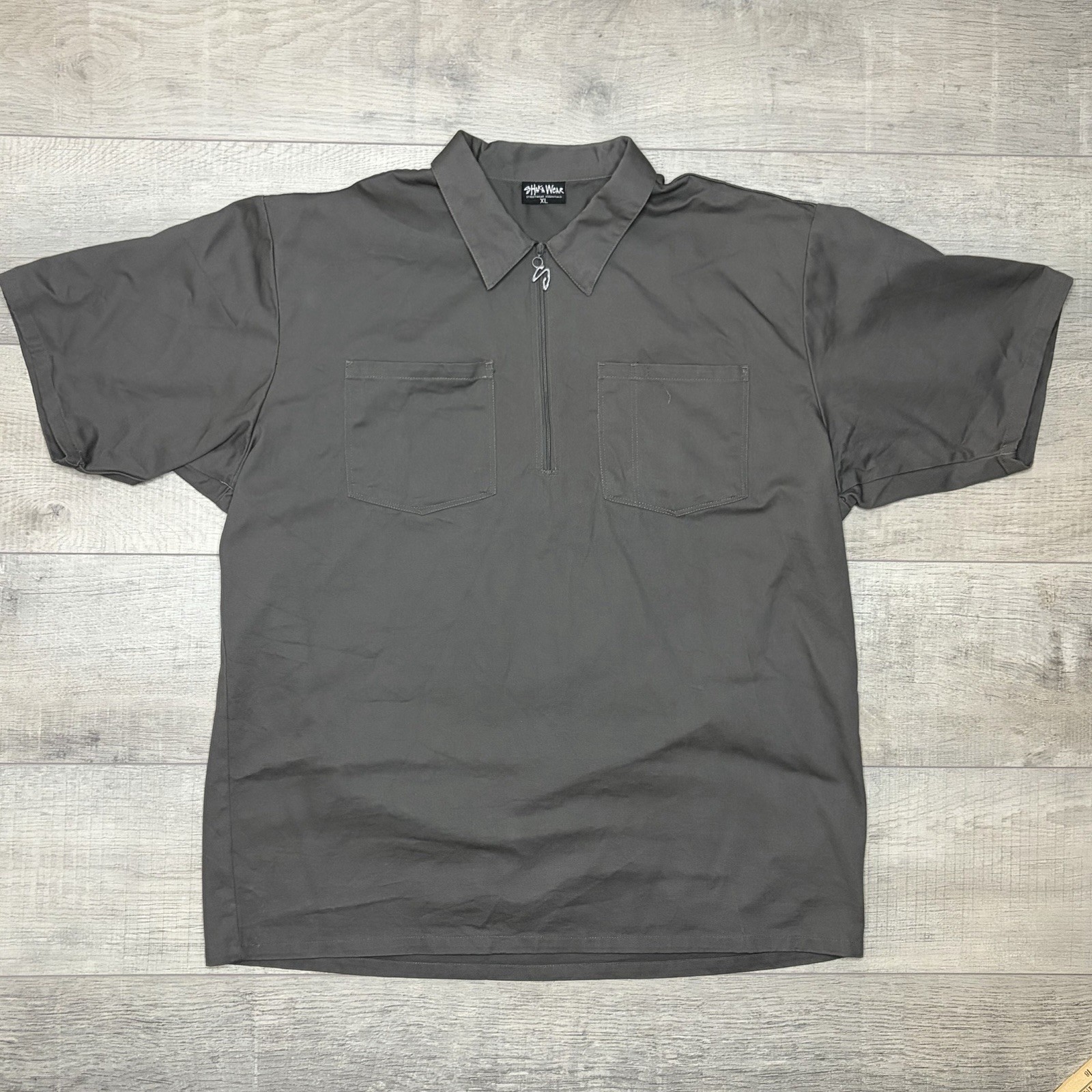 Shaka Wear Men’s XL Charcoal Gray Quarter Zip Mechanic Work Shirt #135