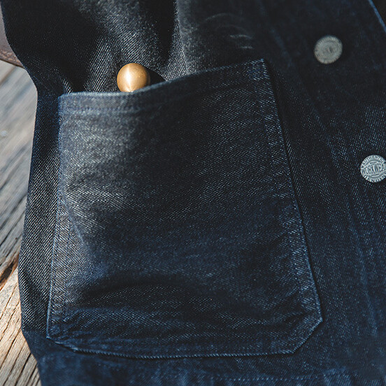 American Denim Dungaree Retro Men’s Jacket Coat Amikaki Casual Coat Blue Cotton