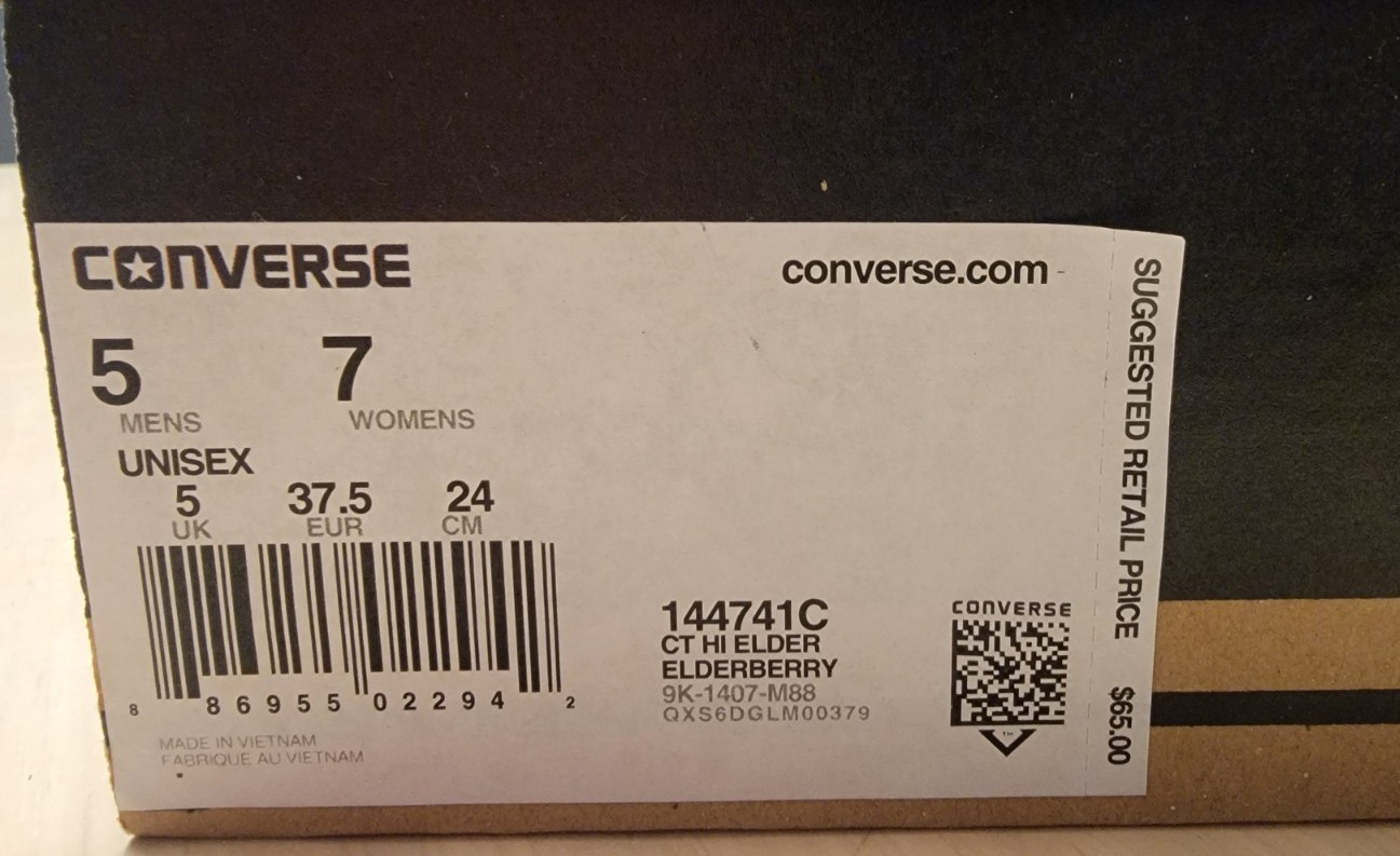 Converse CTAS Rubber Hi Elderberry 144741C Unisex M5 / W7 NIB FREE SHIPPING!!