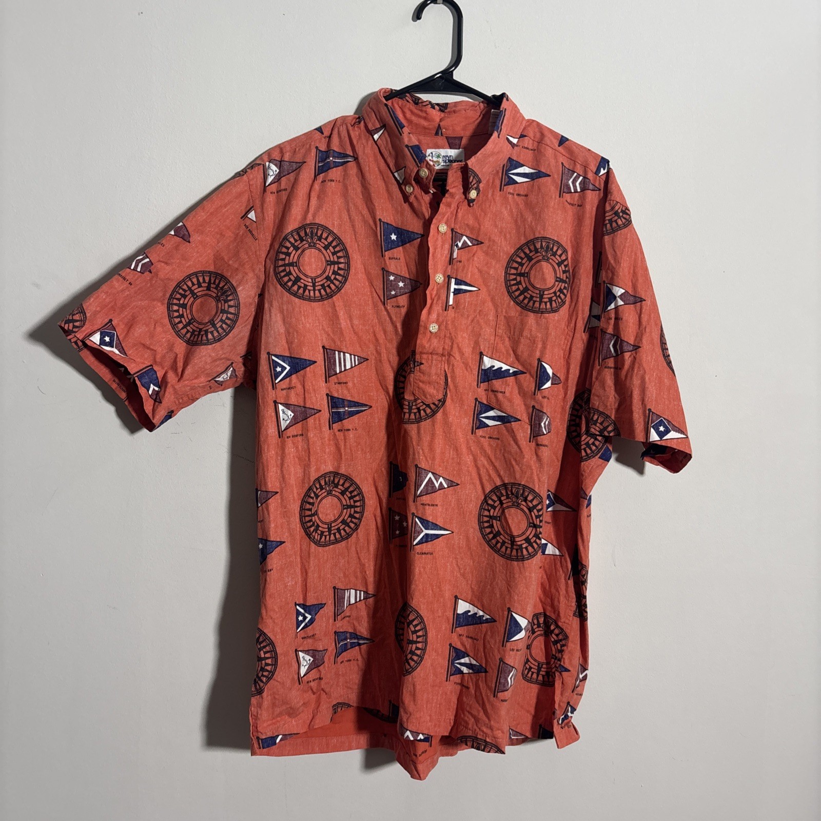 Vintage Men’s Reyn Spooner Nautical Flags Compass Hawaiian Shirt Size XL