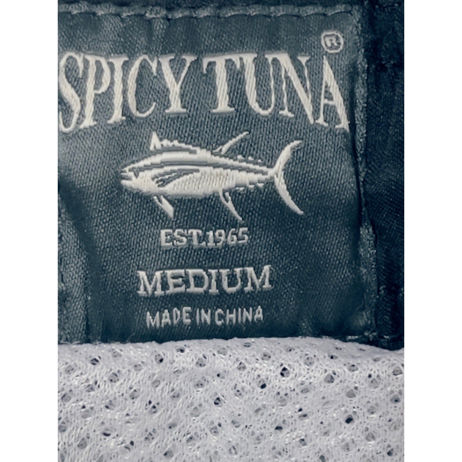 Spicy Tuna Mens Swim Trunks Medium Navy Blue White Red Striped Board Shorts