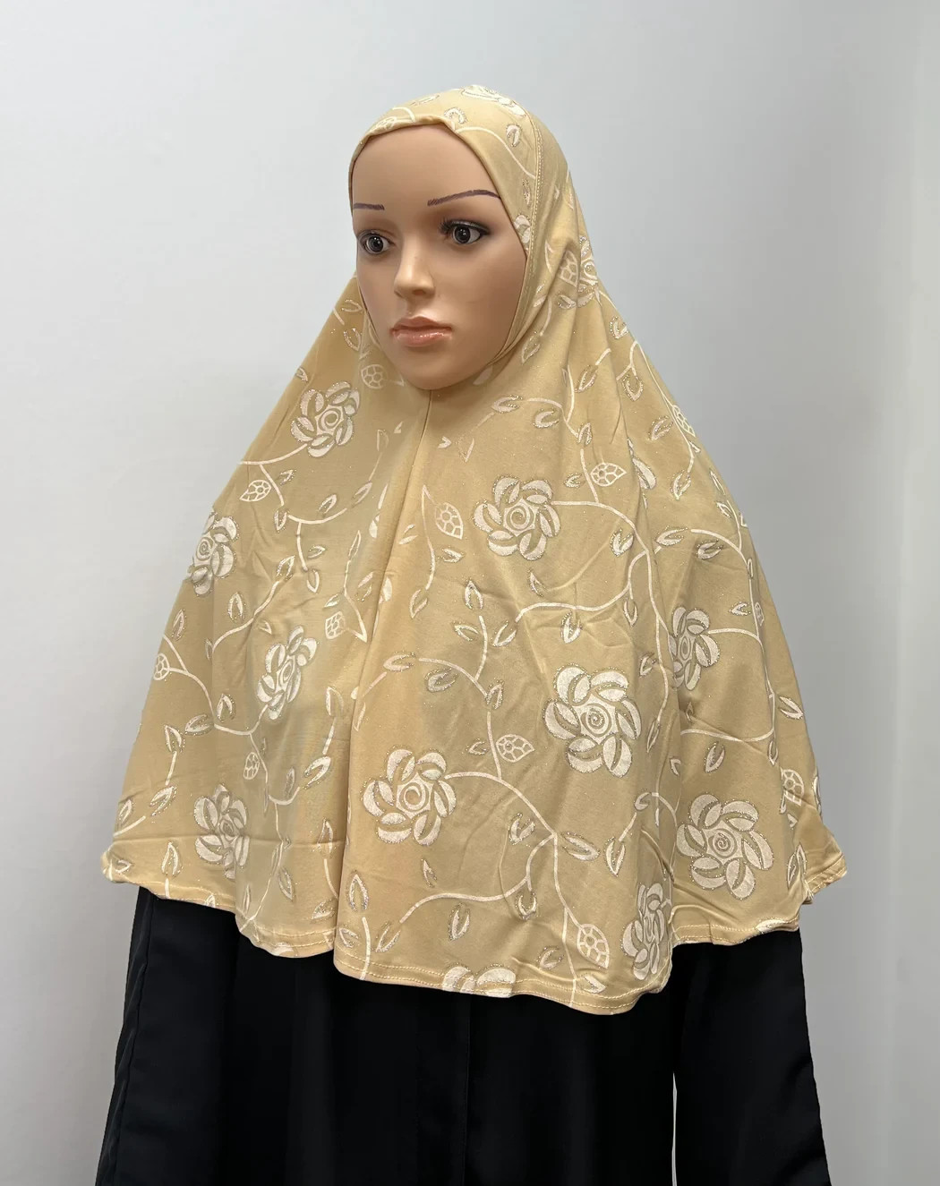 Girls Fancy Glitter 1Piece Slip On Instant Hijab Islamic Headscarf Full Coverage