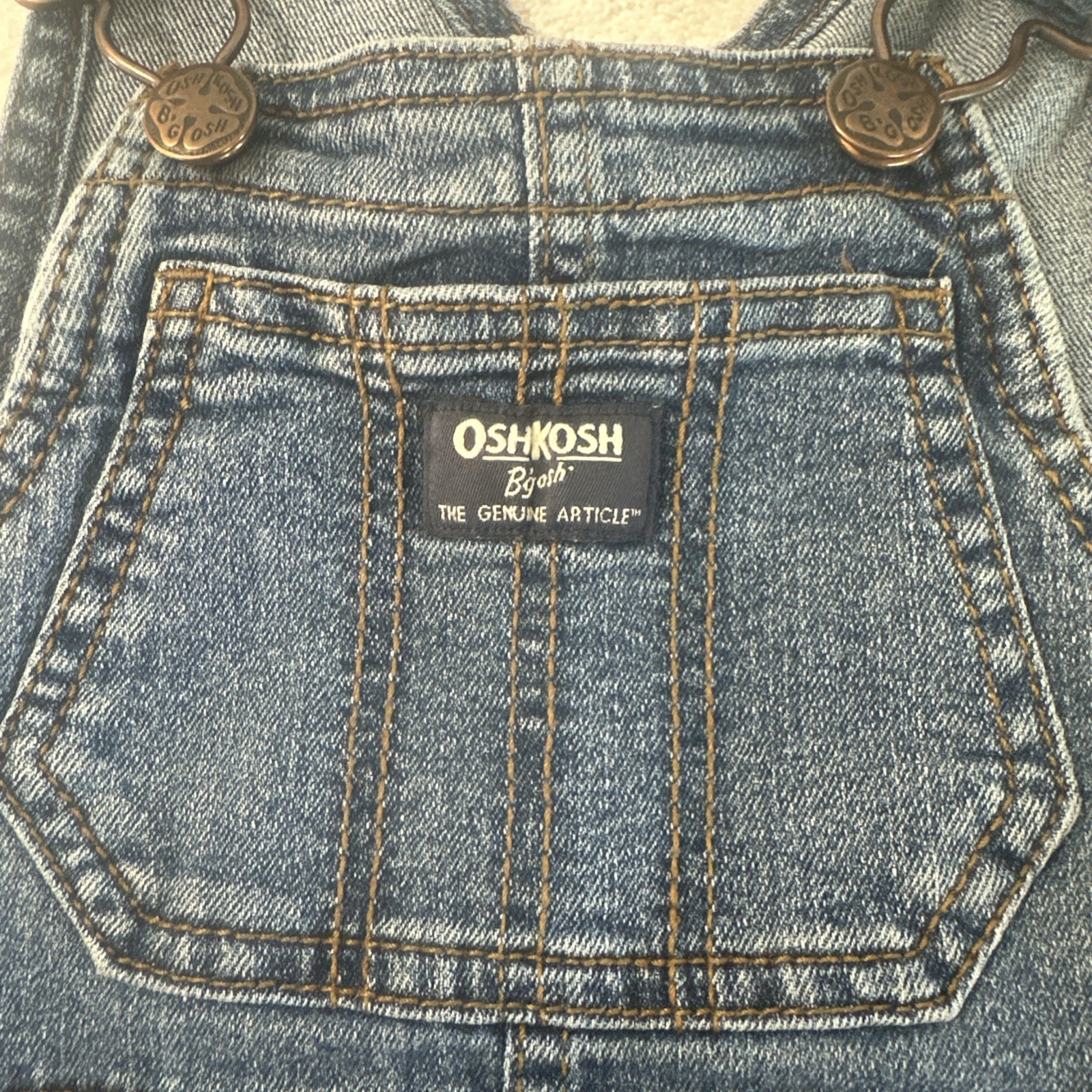 OshKosh B’gosh Toddler Denim Overalls 2T Blue Vestbak Adjustable Strap Jeans