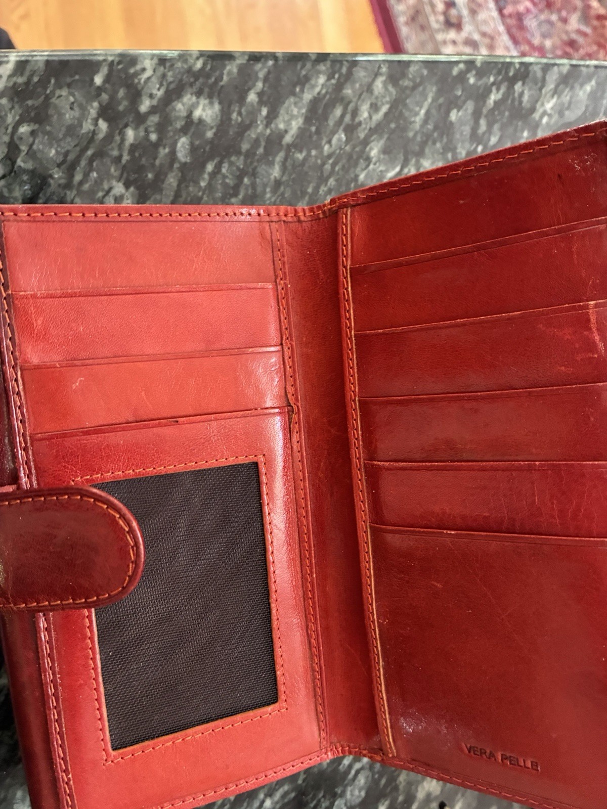 Handmade Italian Leather Red Vera Pelle Wallet
