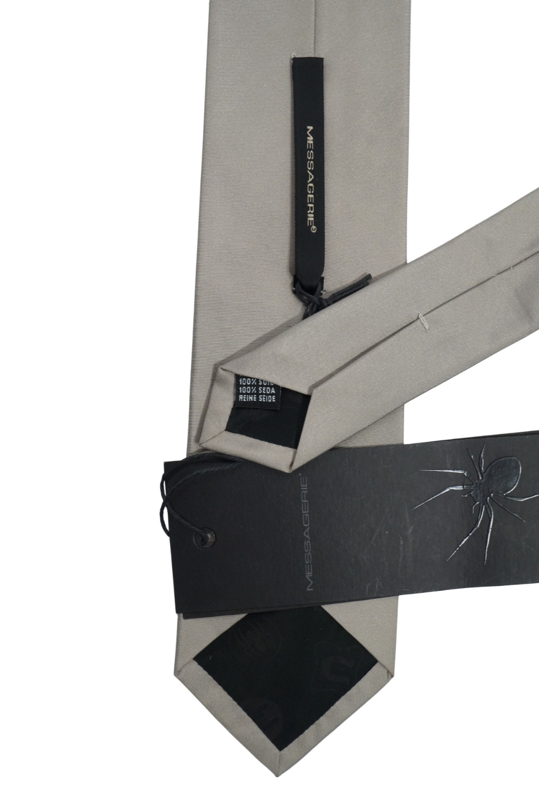 $190 NWT Messagerie Solid Gray Silk Neck Tie Made in Italy 2.75W Skinny