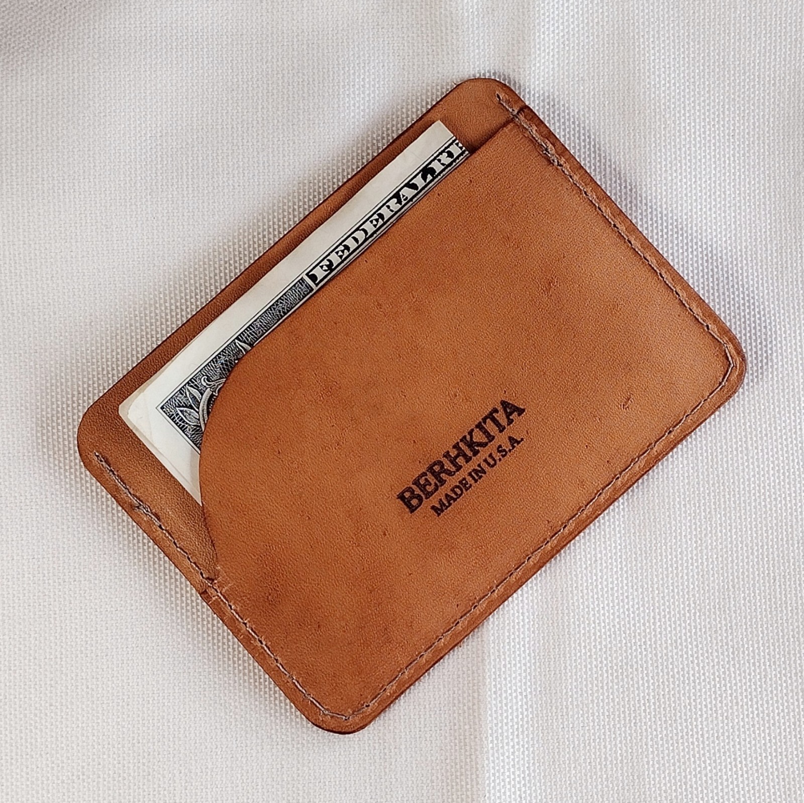 handmade 100% real leather card holder aged natural veg tan