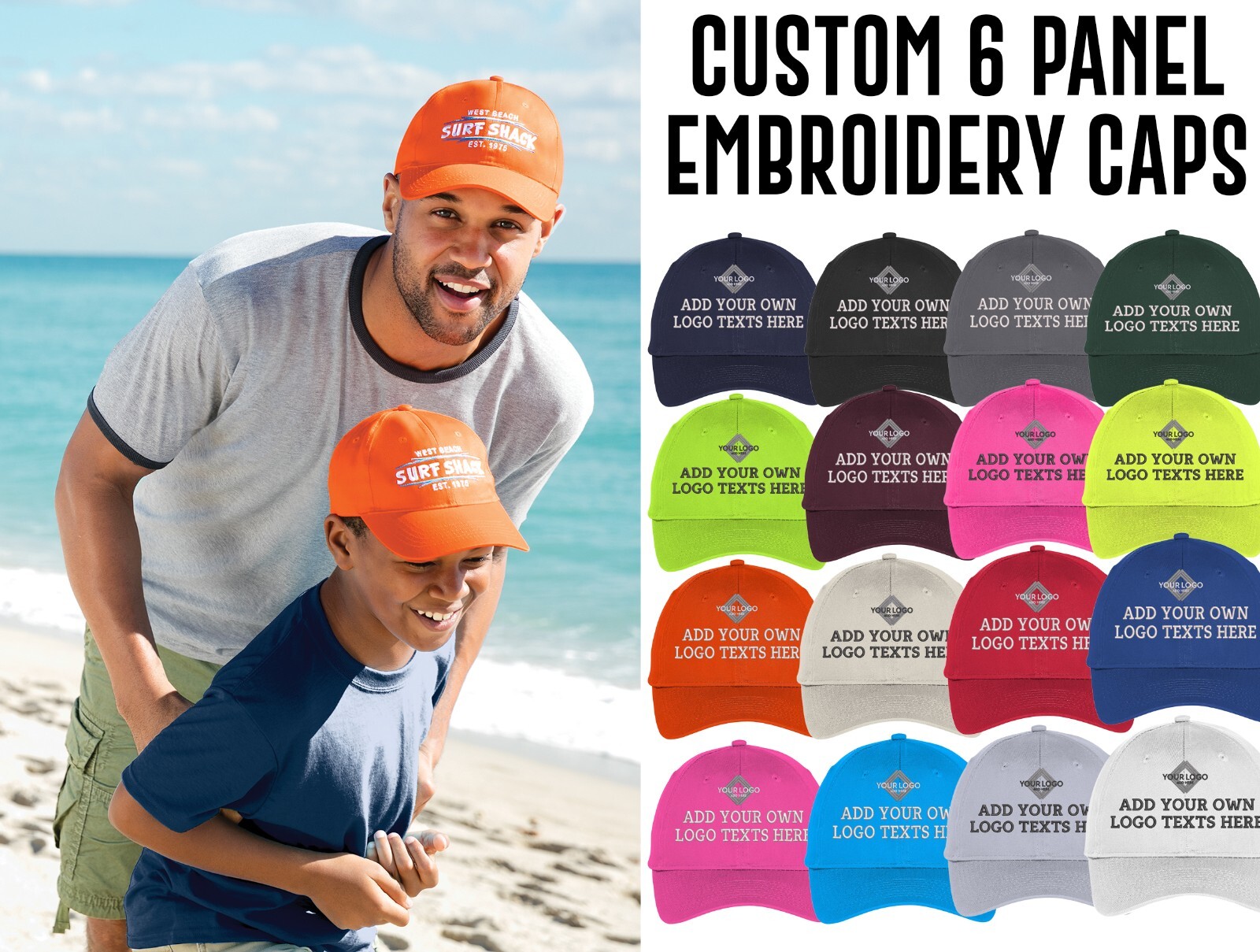 Ink Stitch Adult Custom Logo Texts Stitching Logo Texts 6 Panel Baseball Caps
