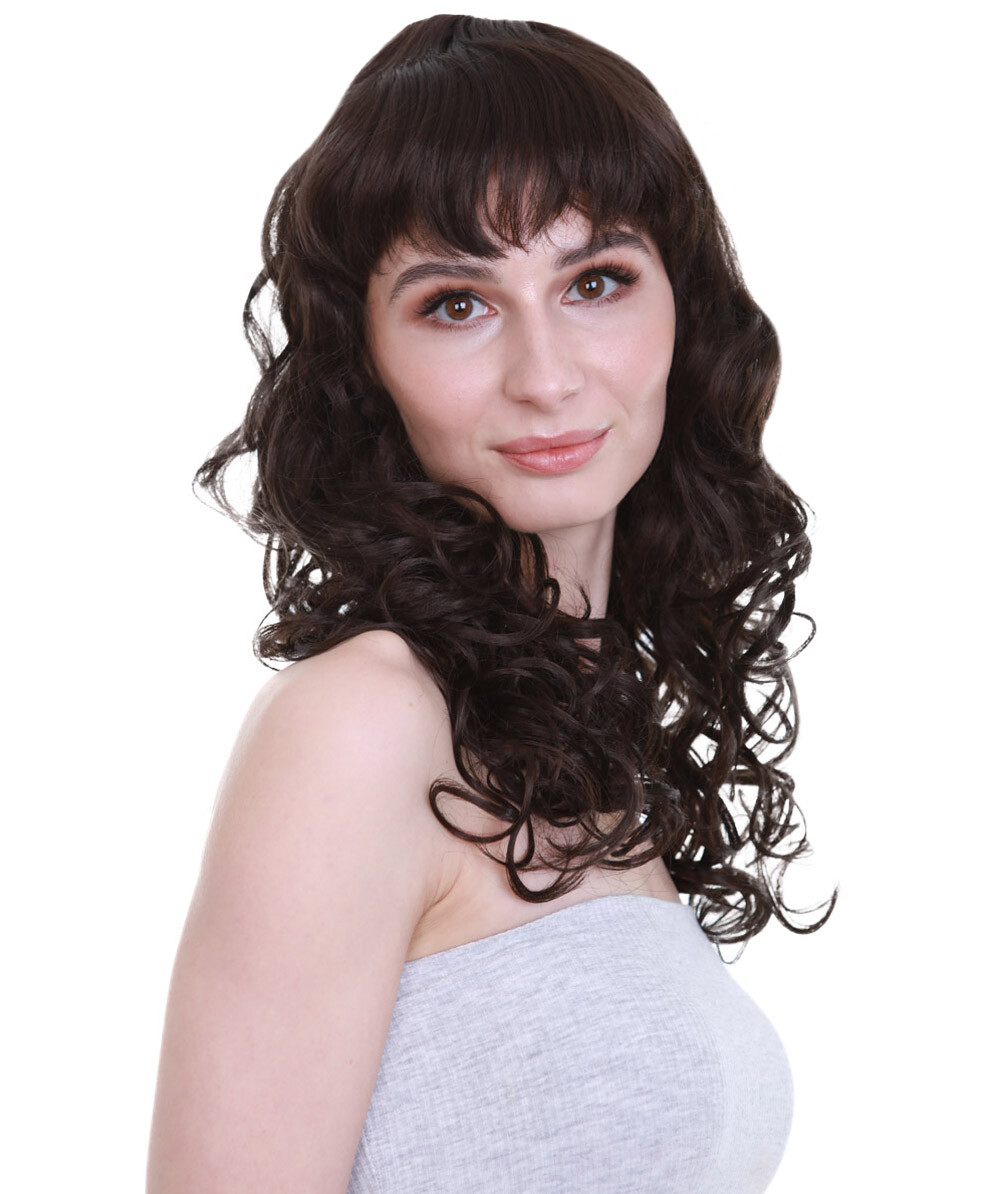 Women Long Curly Glamour Party Event Cosplay Bright black Wig HW-656 (Adult)