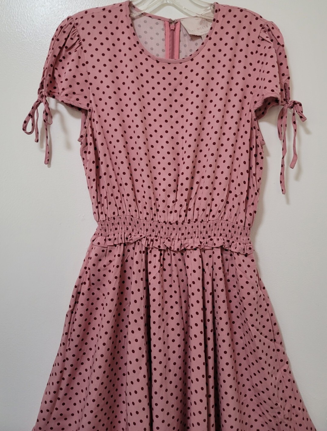 Gal Meets Glam Collection Dress Womens Sz 6 Pink Dot Corinne A-line Casual Midi