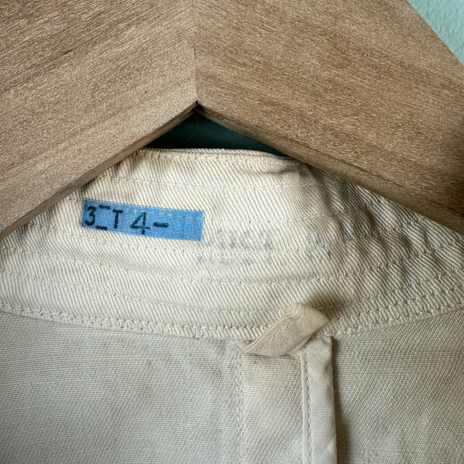Stevens Twist Twill Cotton Change Buttons (Missing) Shop Coat Small Old 40s 50s
