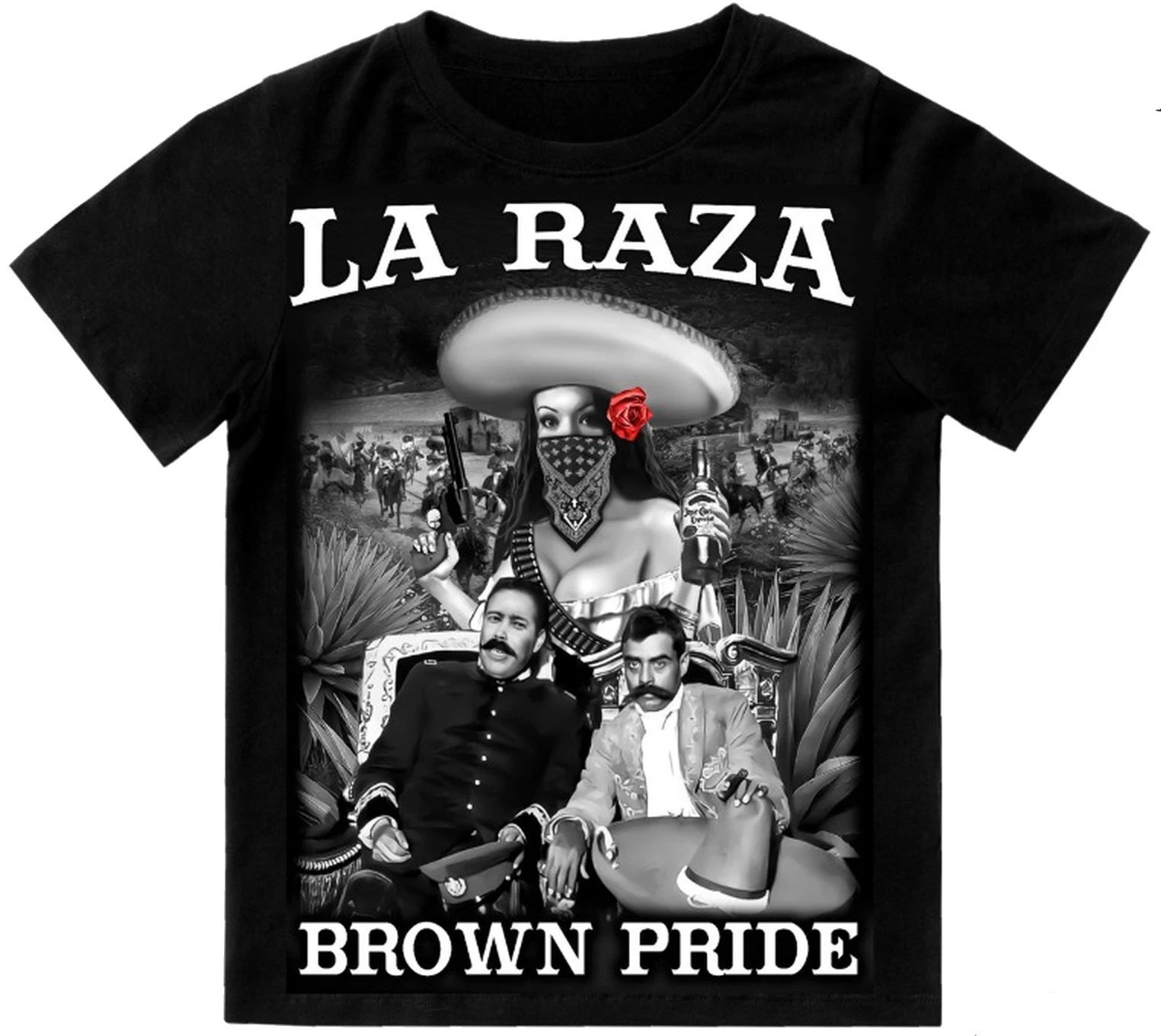 La Raza Brown Pride Mens T-Shirt Print On Shaka Wear Heavyweight Tee