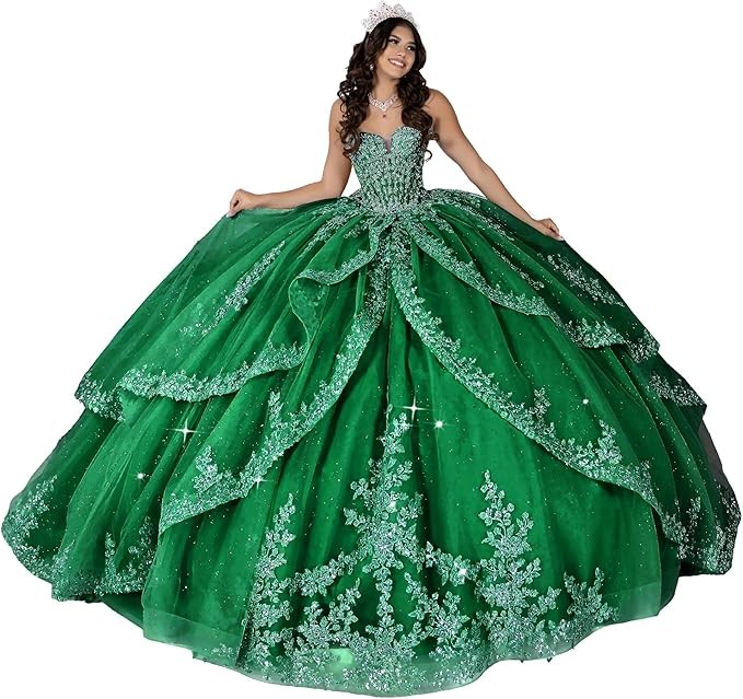 ‌Lace Appliques Quinceanera Dresses with Train Tulle Tassel Vestido De 15 Aos