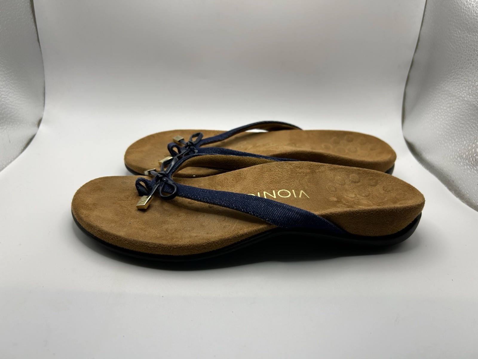 Vionic Bella II Women’s Sandals Denim Strap Bow Ortho Flip Flops Size US 6