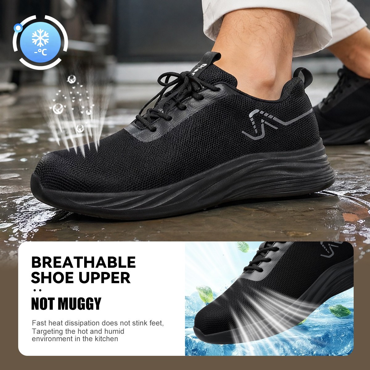 Comfortable Non-Slip Men’s Chef Kitchen Shoes Waterproof Oil Resistant Worker