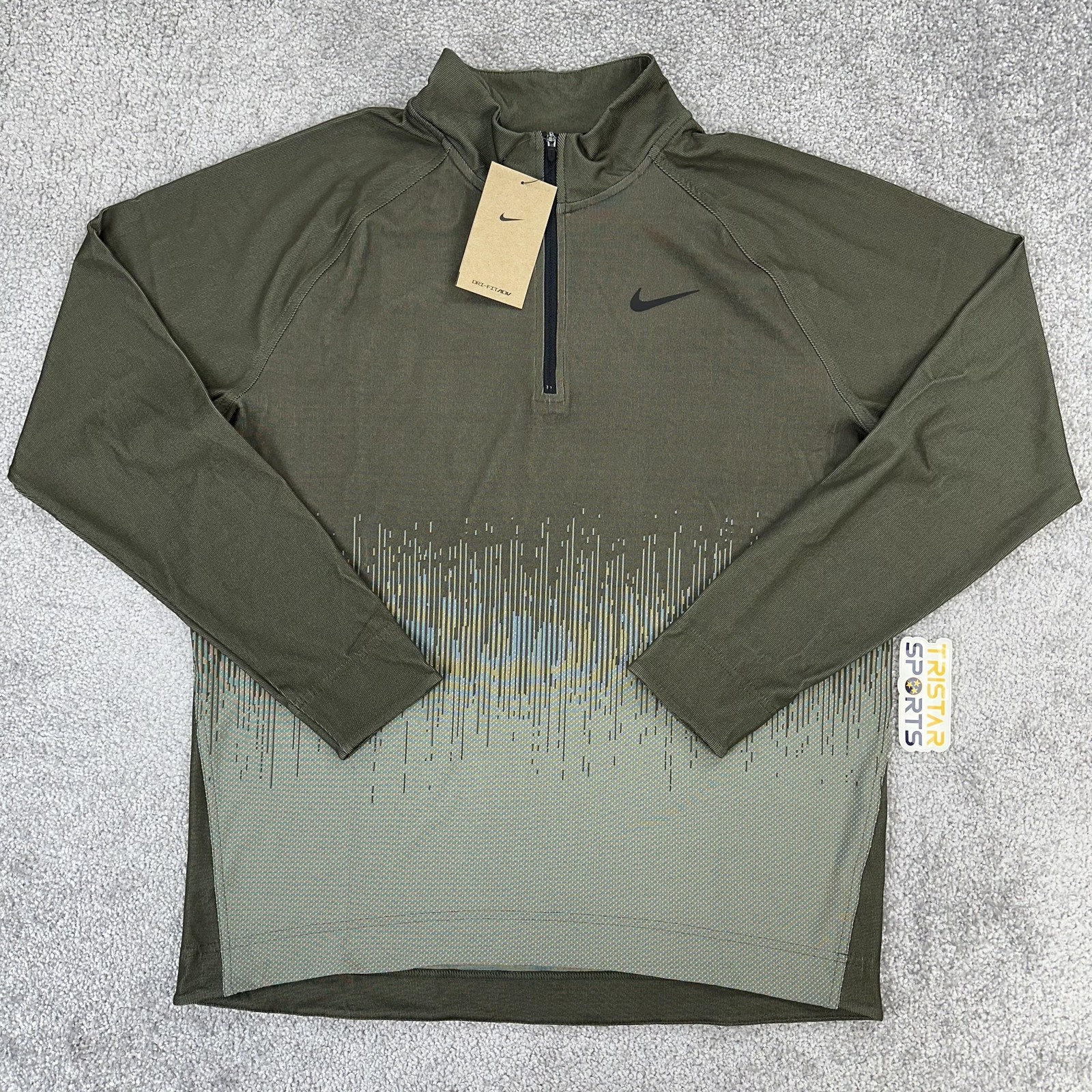 Nike Pullover Mens Medium Olive Dri-FIT ADV Golf 1/4 Zip Long Sleeve FD5833-325