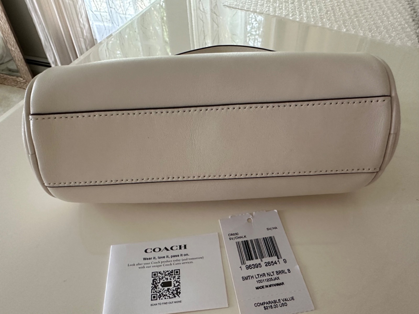 COACH NOLITA BARREL BAG SMOOTH CHALK LEATHER CR530