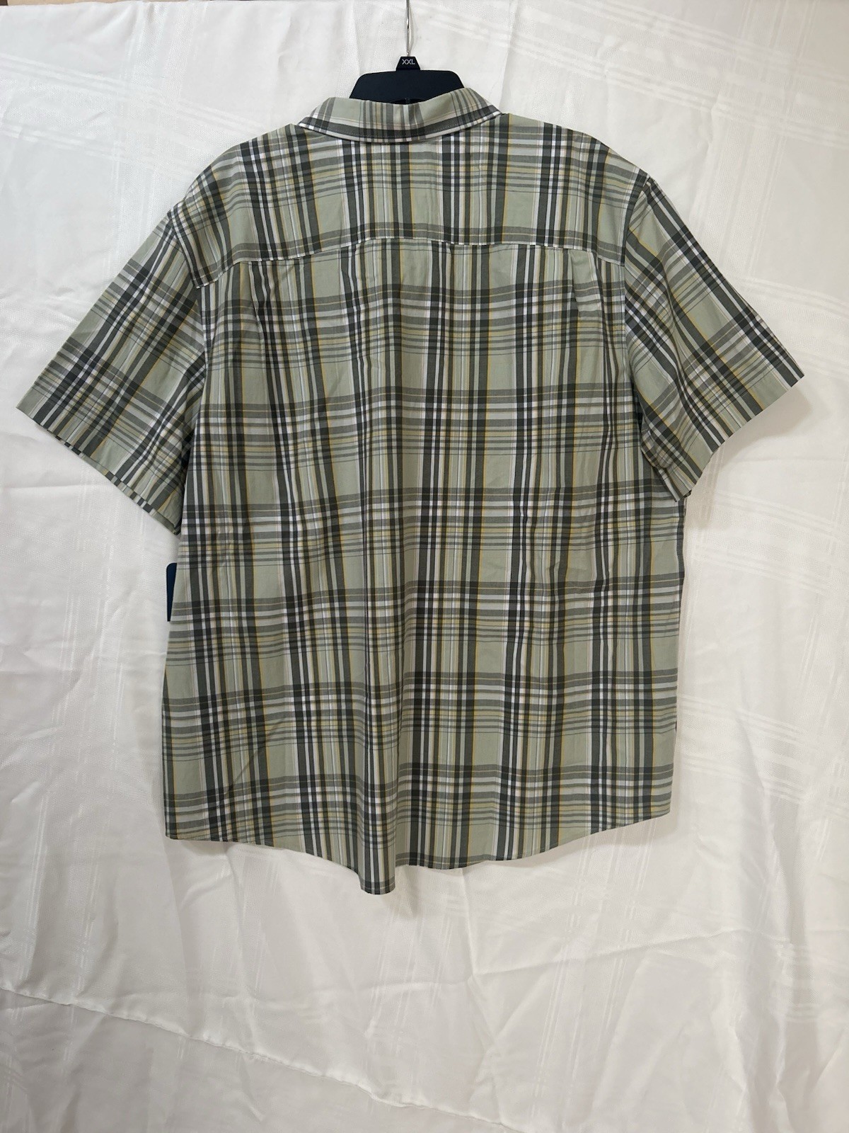 George Big Men’s Classic Fit Short Sleeve Plaid Button-Down Shirt – XXL Stretch