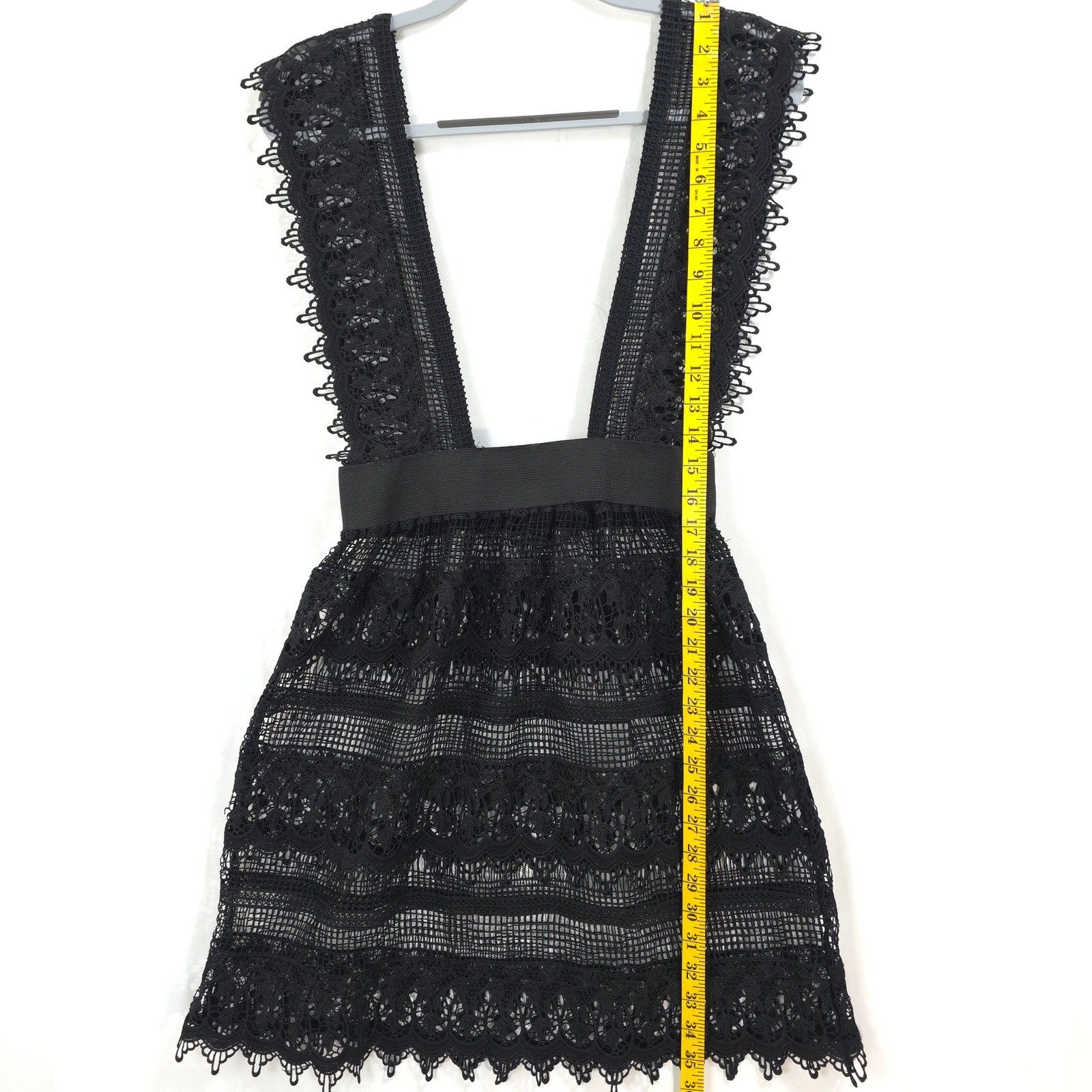 English Factory Black Lace Crochet Mini Pinafore Dress Women S Boho Romantic