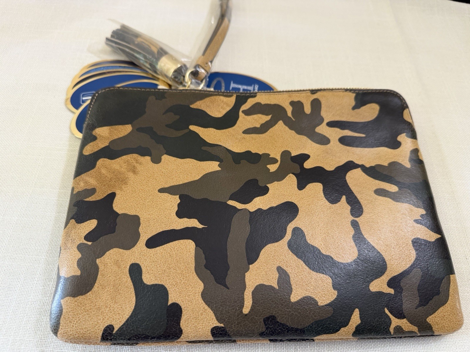G.L.L.I. HALO RFID Wristlet Zip Tech Pouch Clutch Camo Leather Tassel NEW