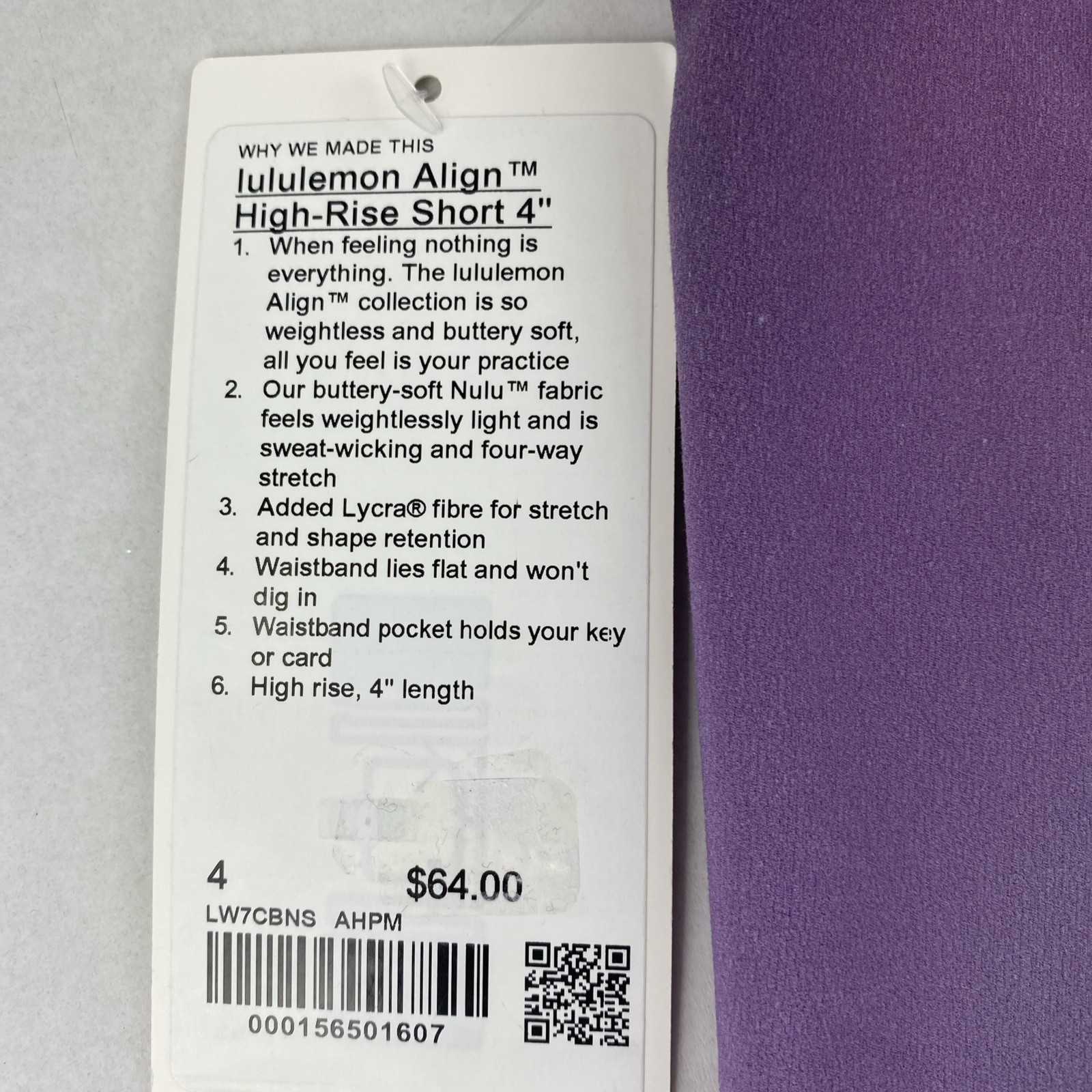 Lululemon Align High Rise HR Shorts 4″ Purple Ombre Size 4 $64